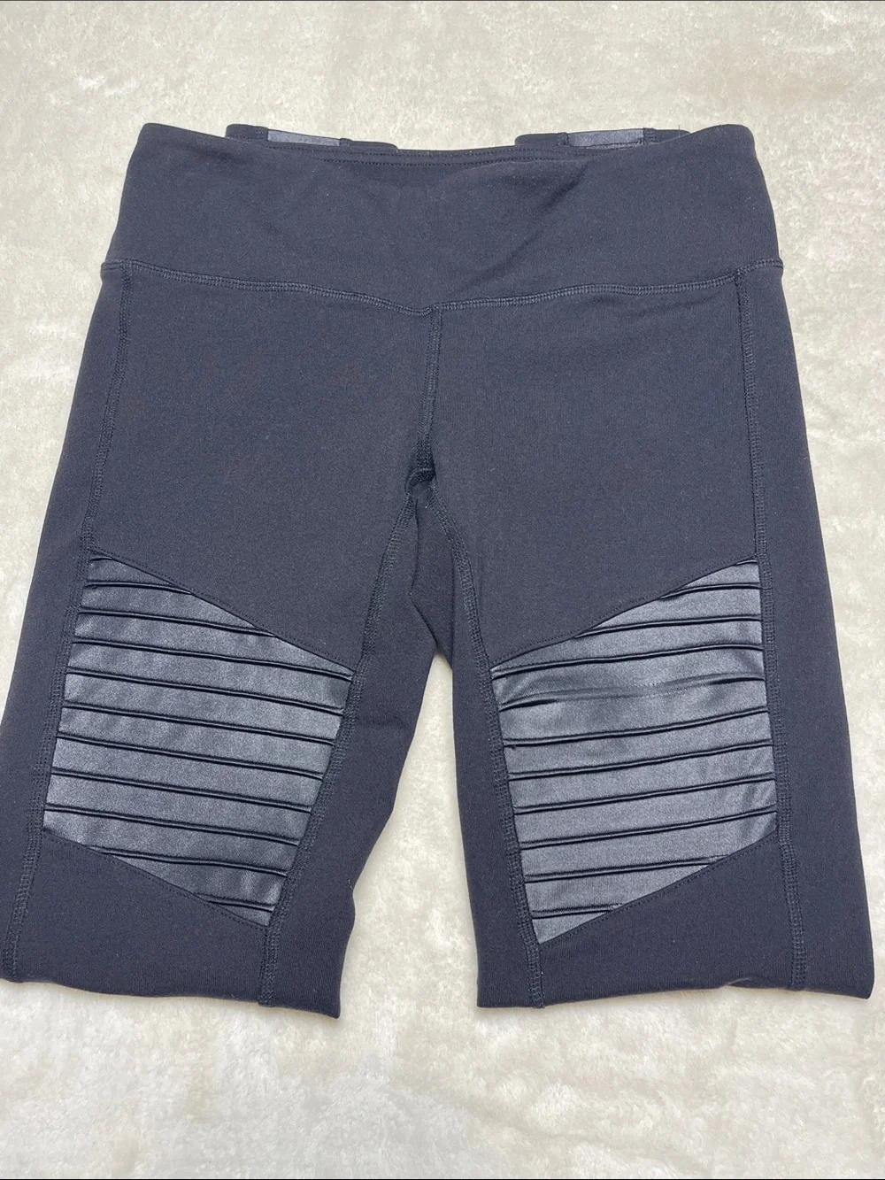 ALO Yoga Black Ribbed Moto-Panel Leggings Size Small